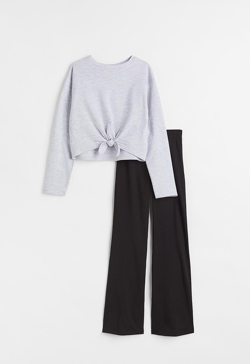 H&M - 2 Piece cotton set - light grey marl & black
