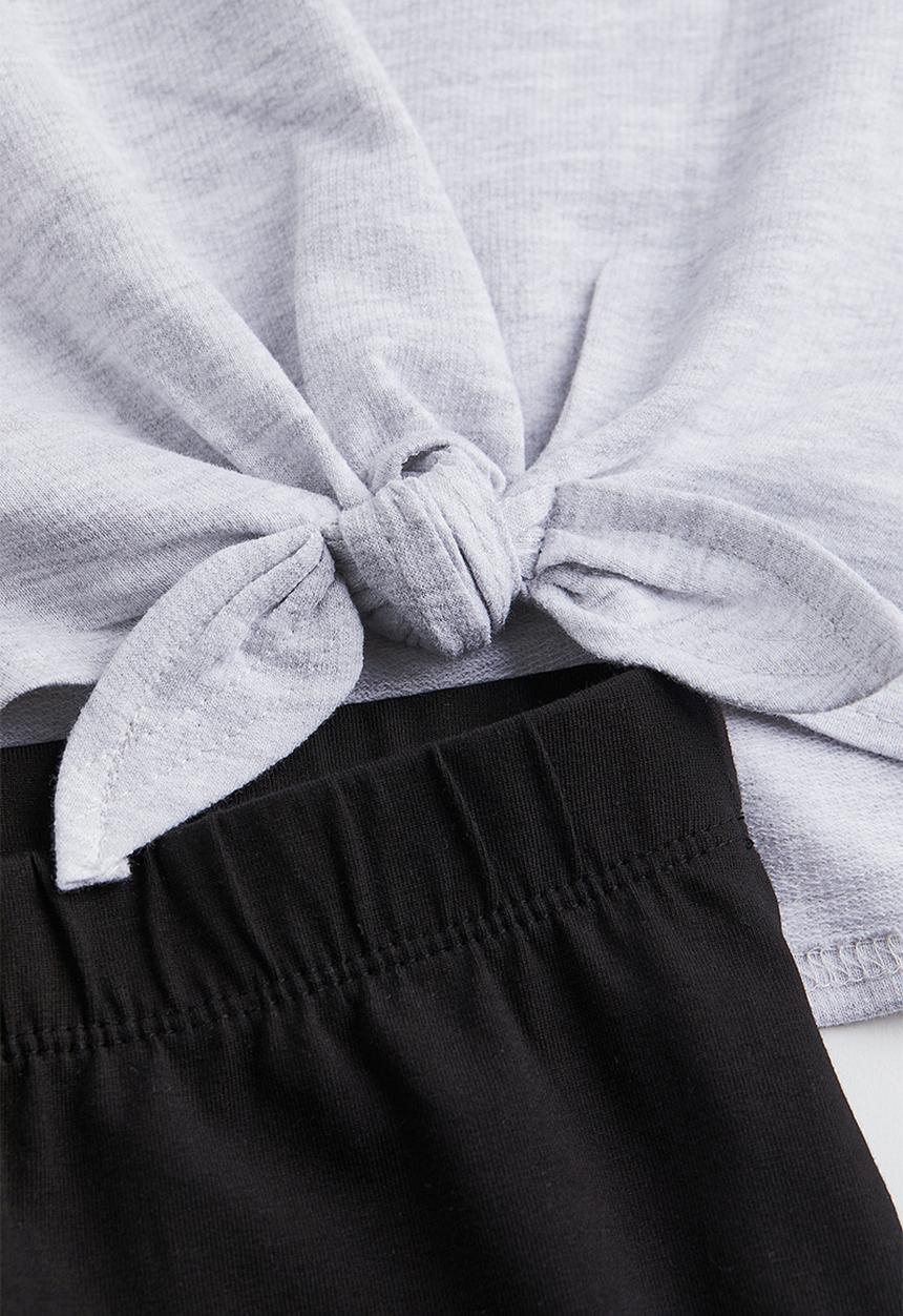 H&M - 2 Piece cotton set - light grey marl & black
