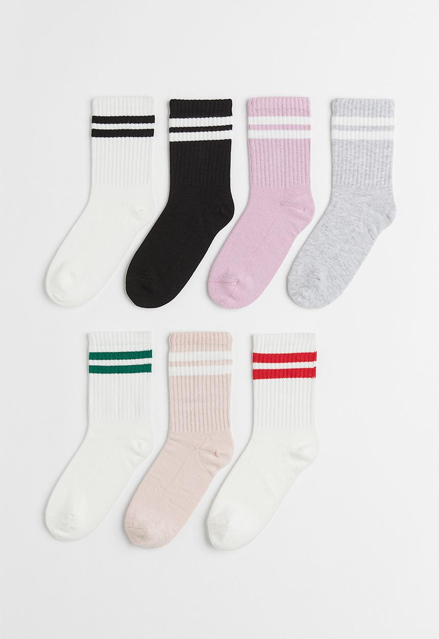 H&M - 7-pack socks - white/black/light pink