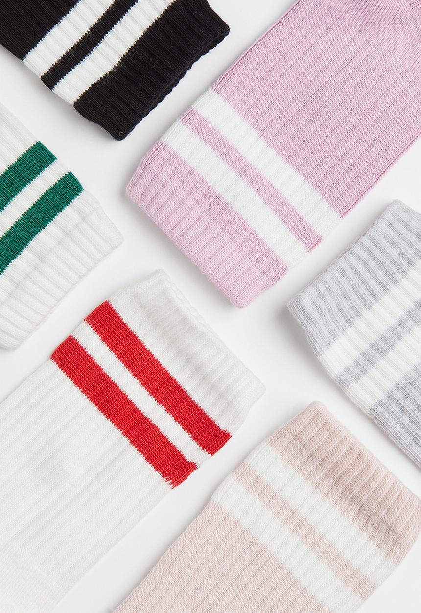 H&M - 7-pack socks - white/black/light pink