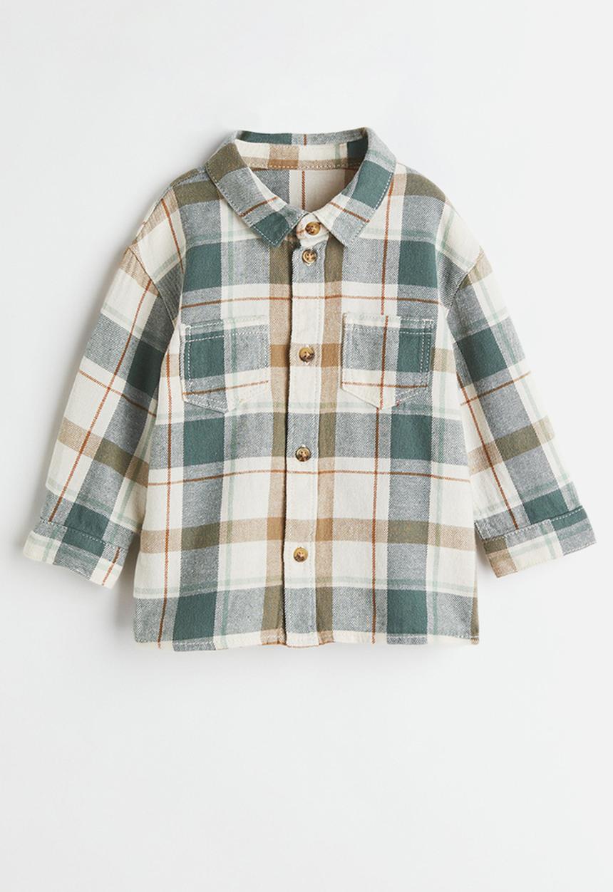 H&M - Cotton flannel shirt - white/checked