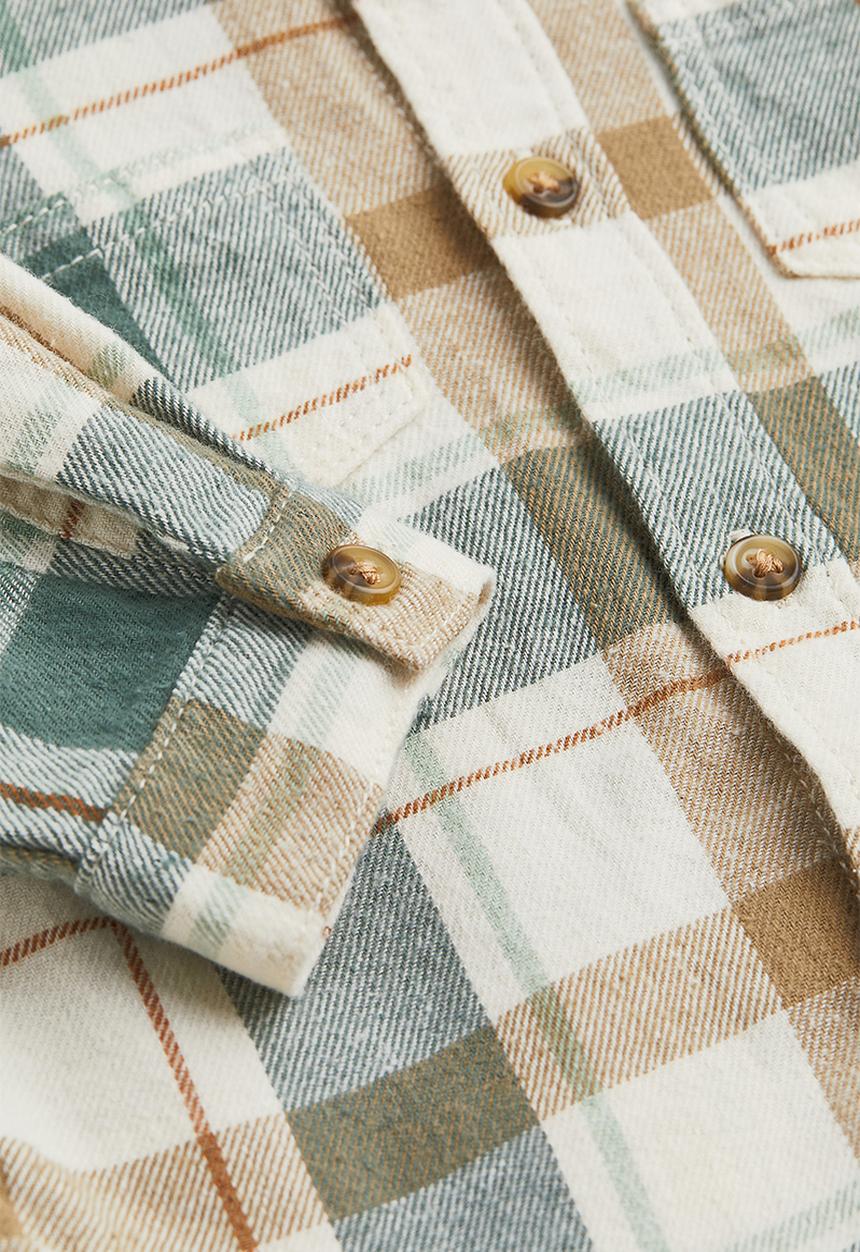 H&M - Cotton flannel shirt - white/checked