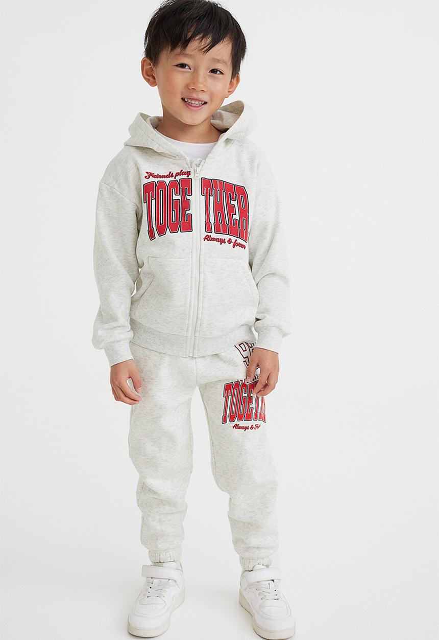 H&M - Printed joggers - light grey marl/together