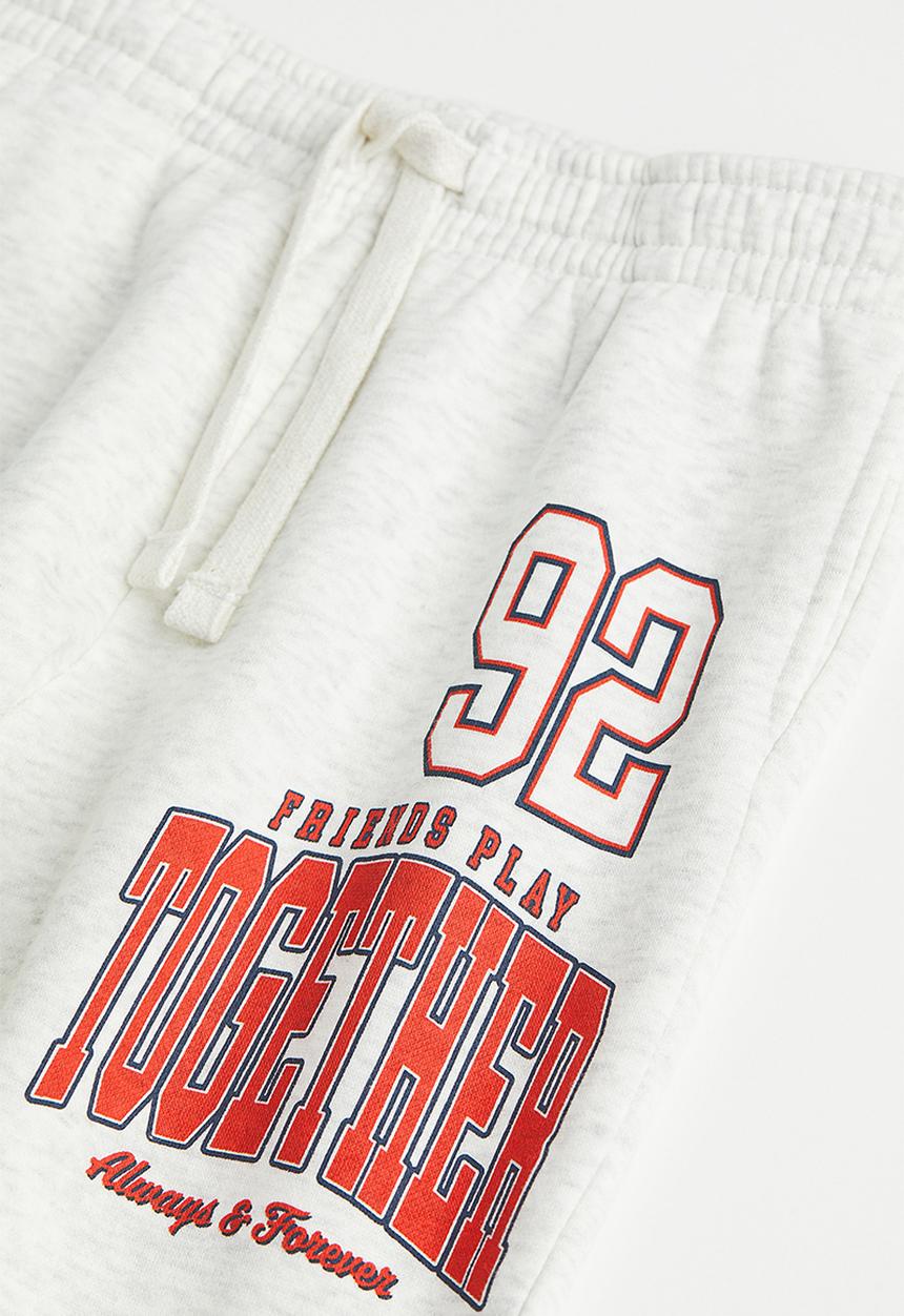 H&M - Printed joggers - light grey marl/together