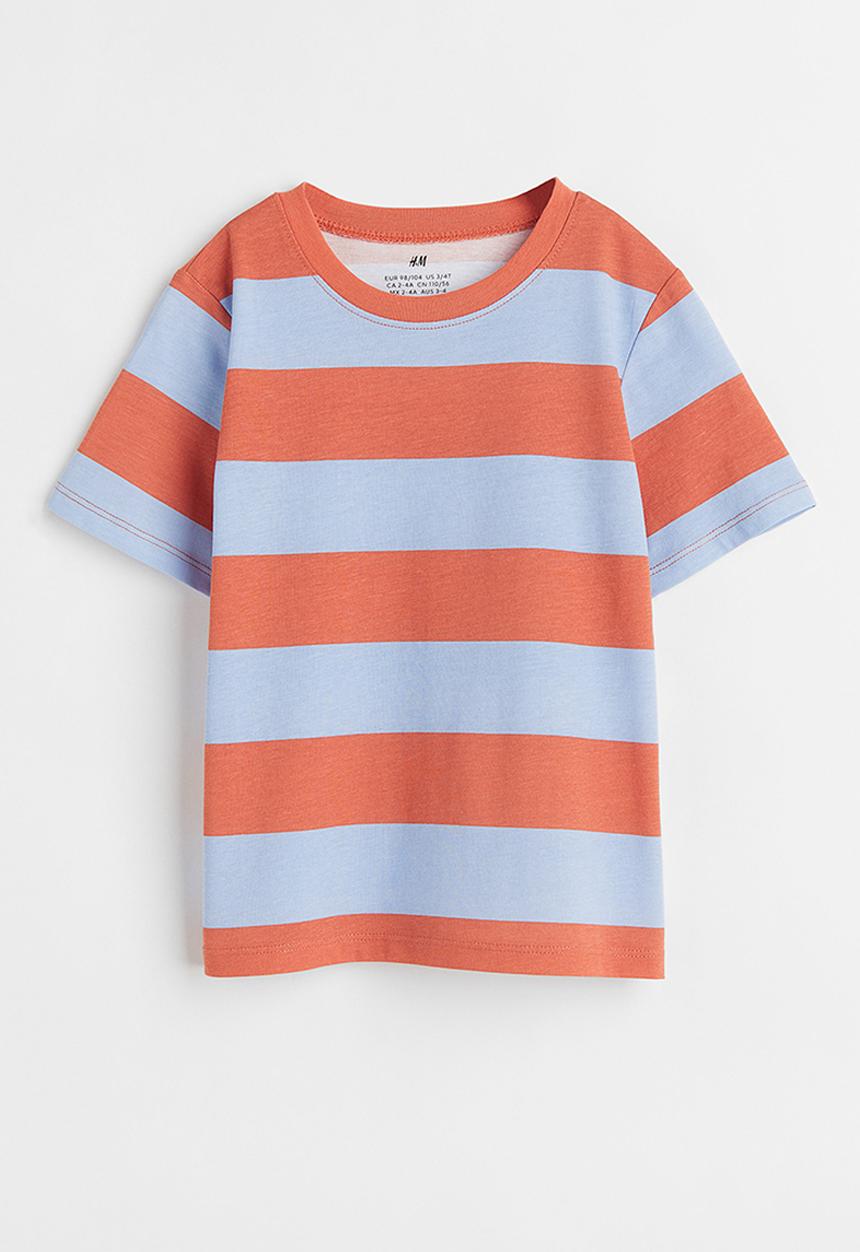 H&M - Cotton T-shirt - light blue & orange striped