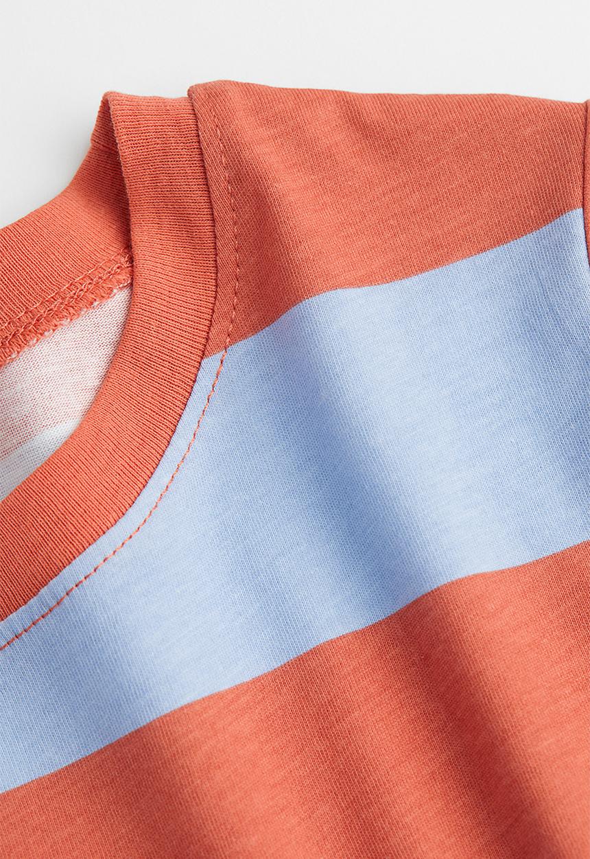 H&M - Cotton T-shirt - light blue & orange striped