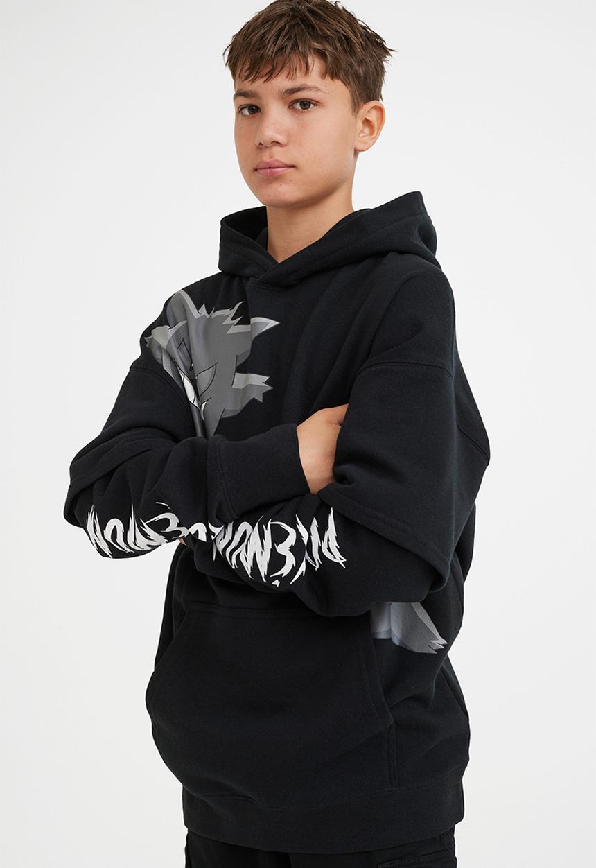 H&M - Printed hoodie - black/pokémon