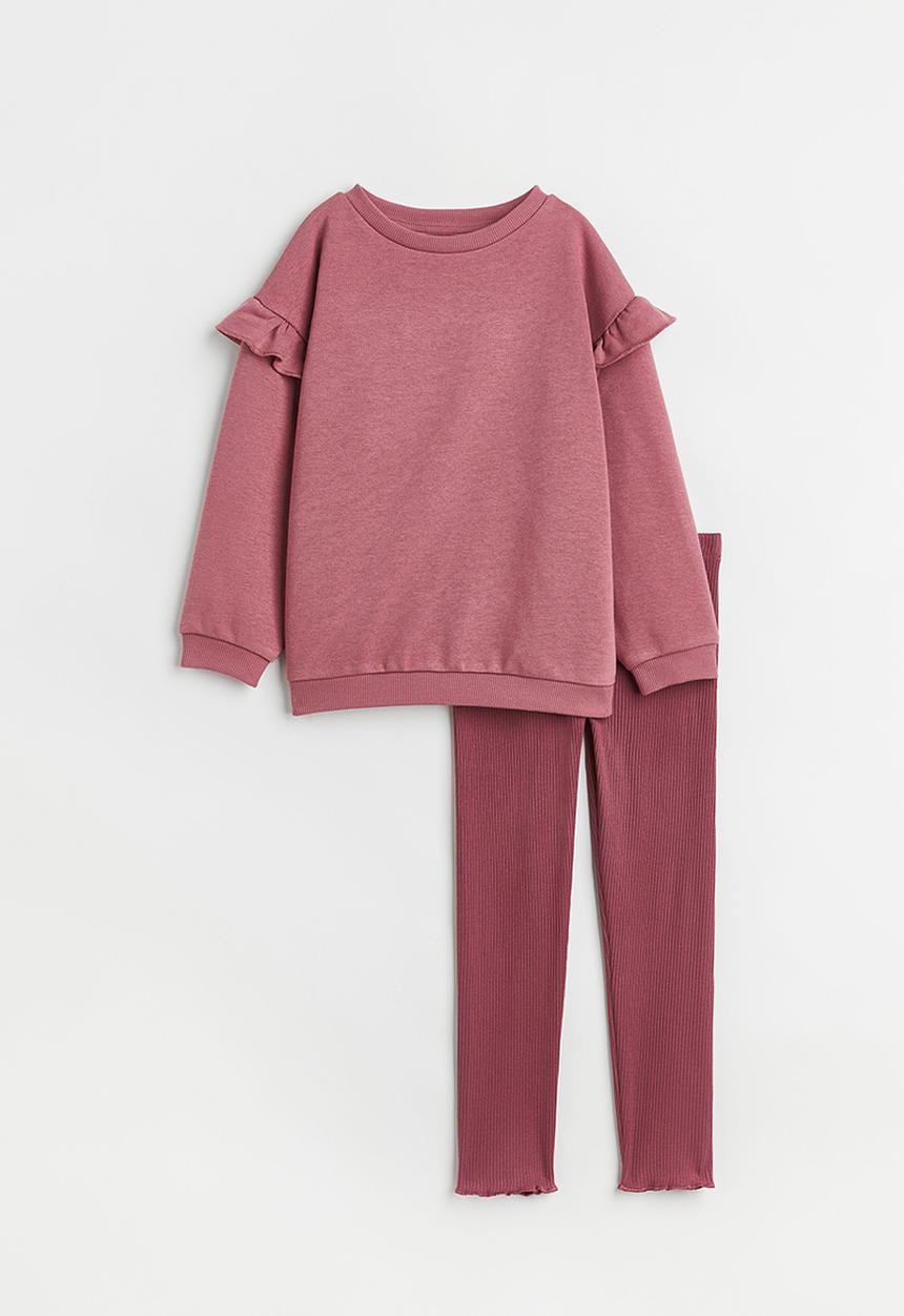H&M - 2-piece top and leggings set - dark pink