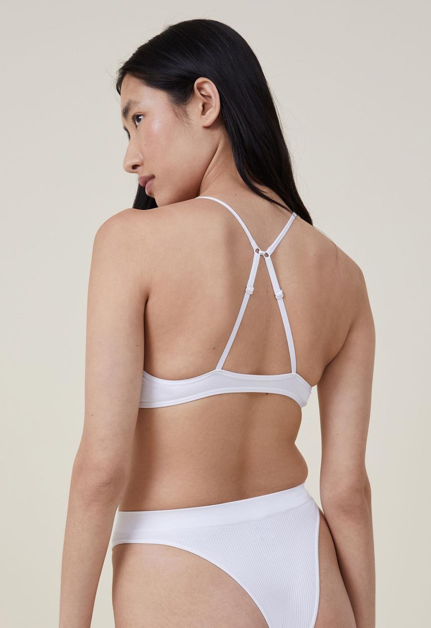Cotton On - Seamless rib triangle bralette - white