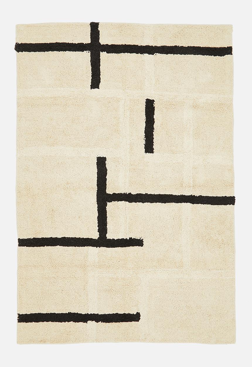 H&S - Linear cut settle tufted rug - natural & black