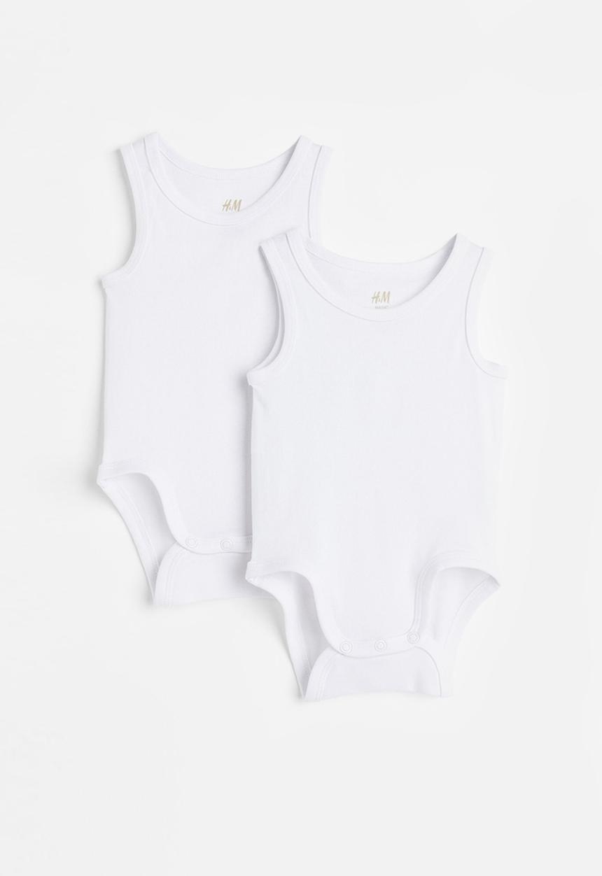 H&M - 2 Pack ribbed bodysuits - white