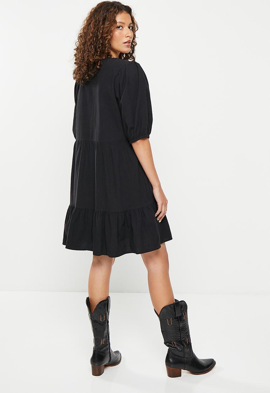 Cotton On - Bille smock mini dress - black