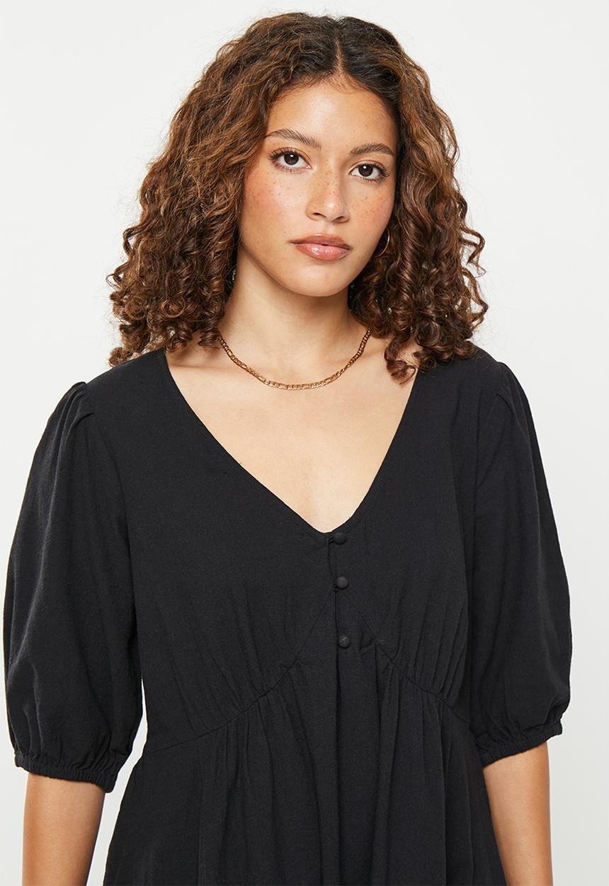 Cotton On - Bille smock mini dress - black