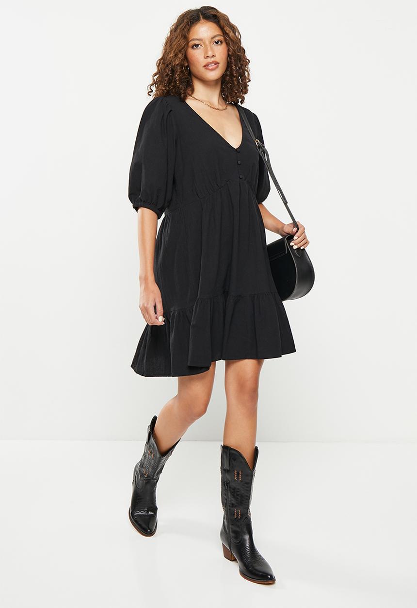 Cotton On - Bille smock mini dress - black