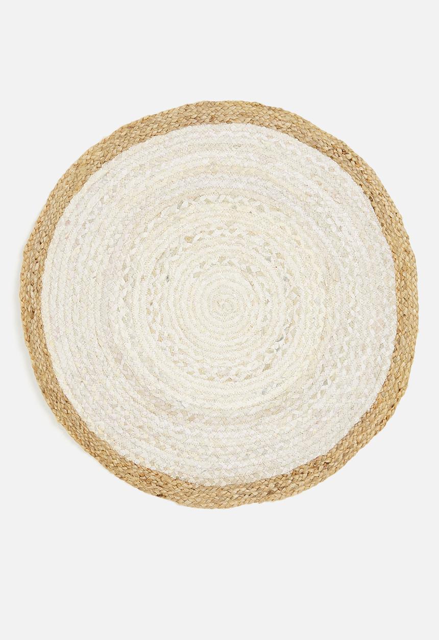 H&S - Denim & jute round rug - jute border