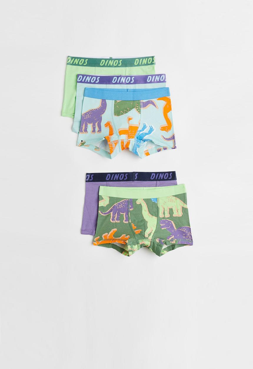 H&M - 5 Pack boxer shorts - khaki green/dinosaurs