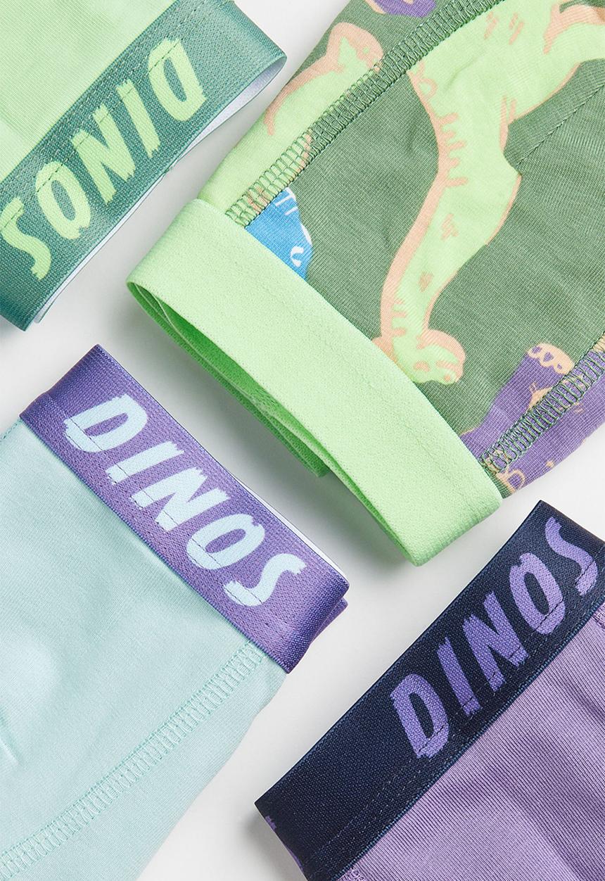 H&M - 5 Pack boxer shorts - khaki green/dinosaurs
