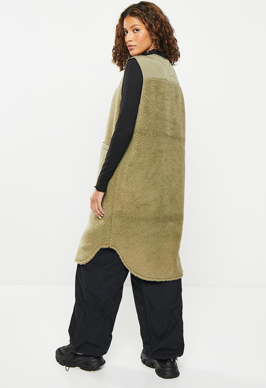 Noisy May - Sakiran quilted mix teddy long vest - mermaid