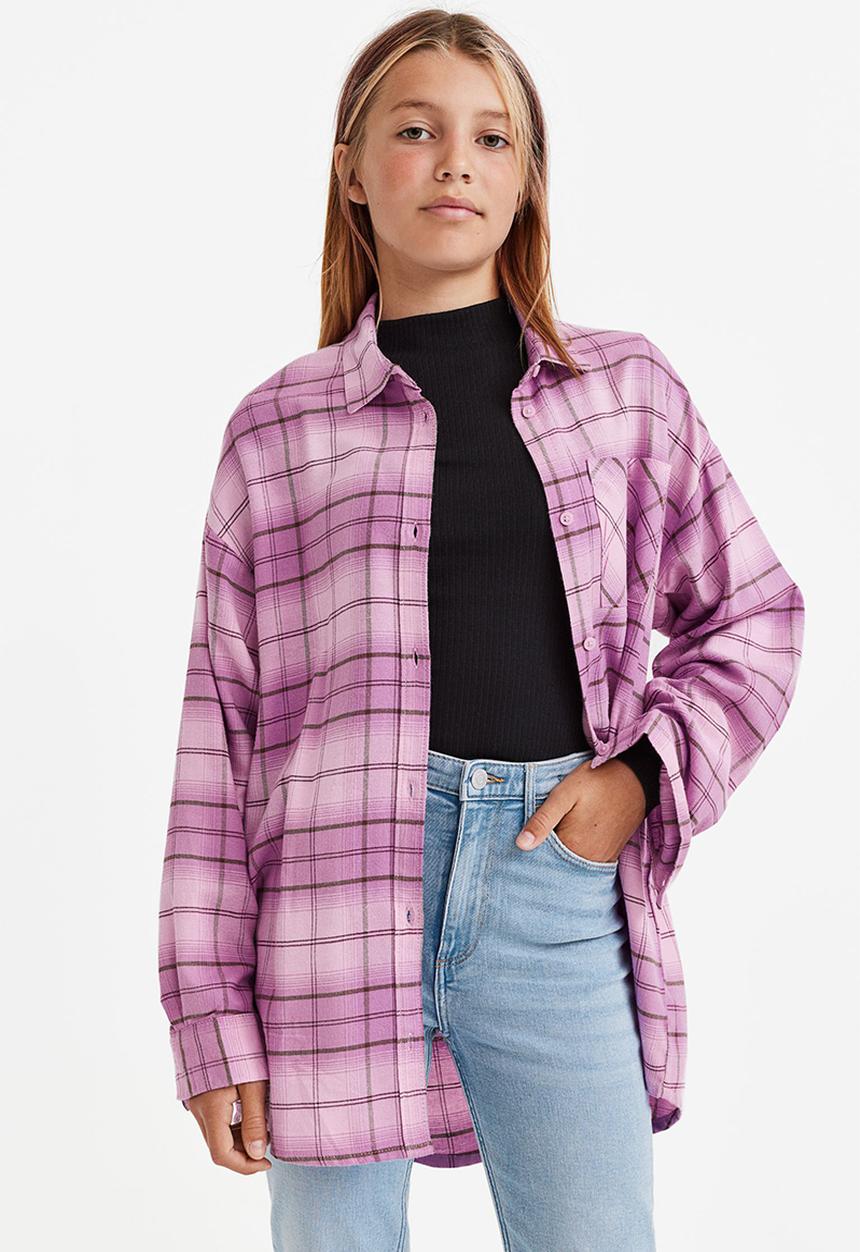 H&M - Oversized shirt - light purple/checked