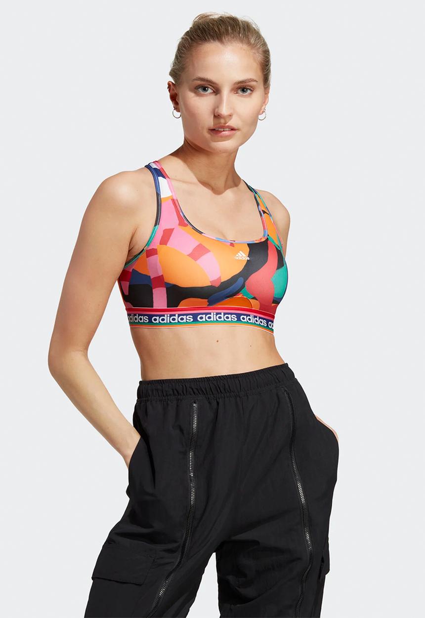 adidas Performance - Farm medium support bra - bold green & better scarlet