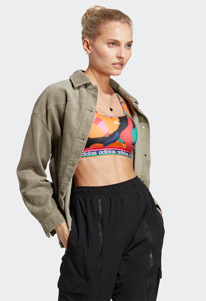 adidas Performance - Farm medium support bra - bold green & better scarlet