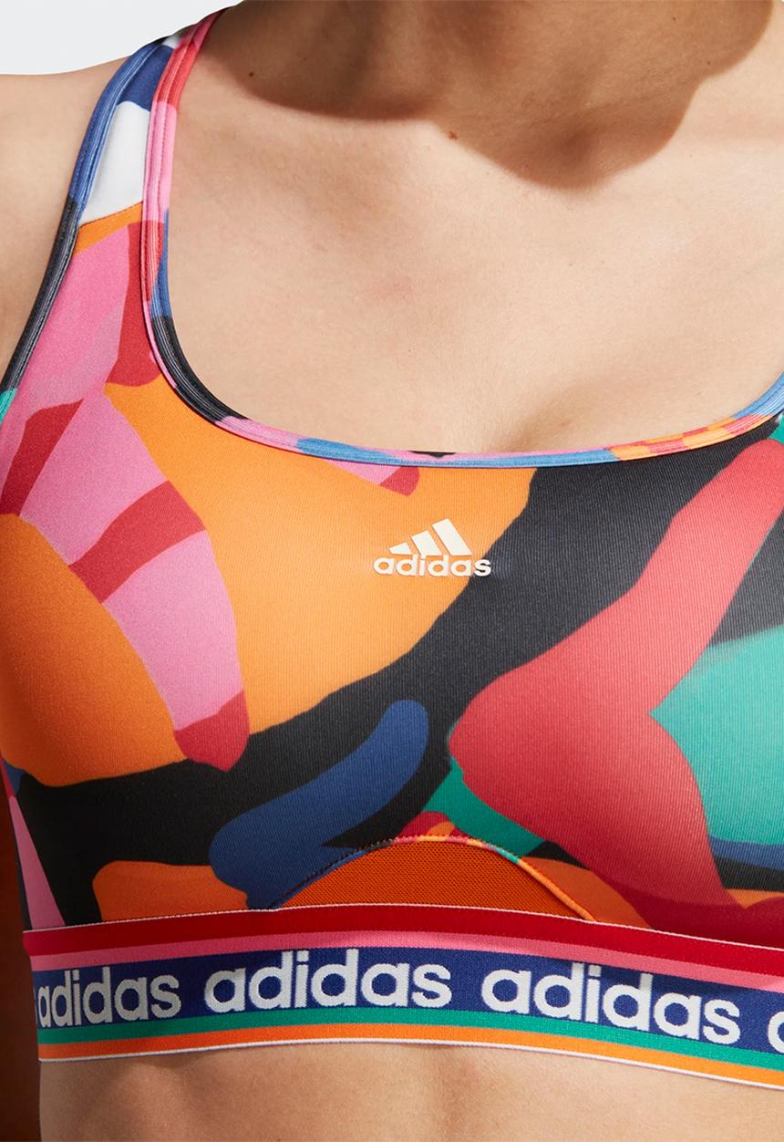 adidas Performance - Farm medium support bra - bold green & better scarlet