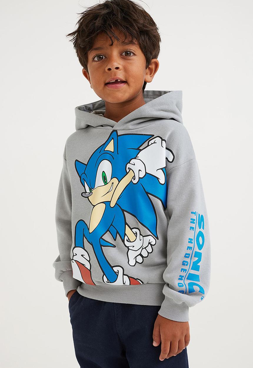 H&M - Printed hoodie - grey/sonic the hedgehog