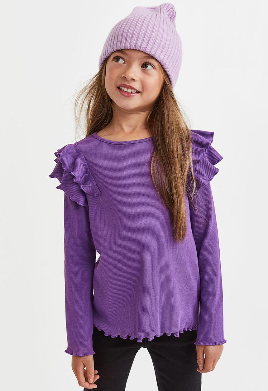 H&M - Long-sleeved ribbed top - purple