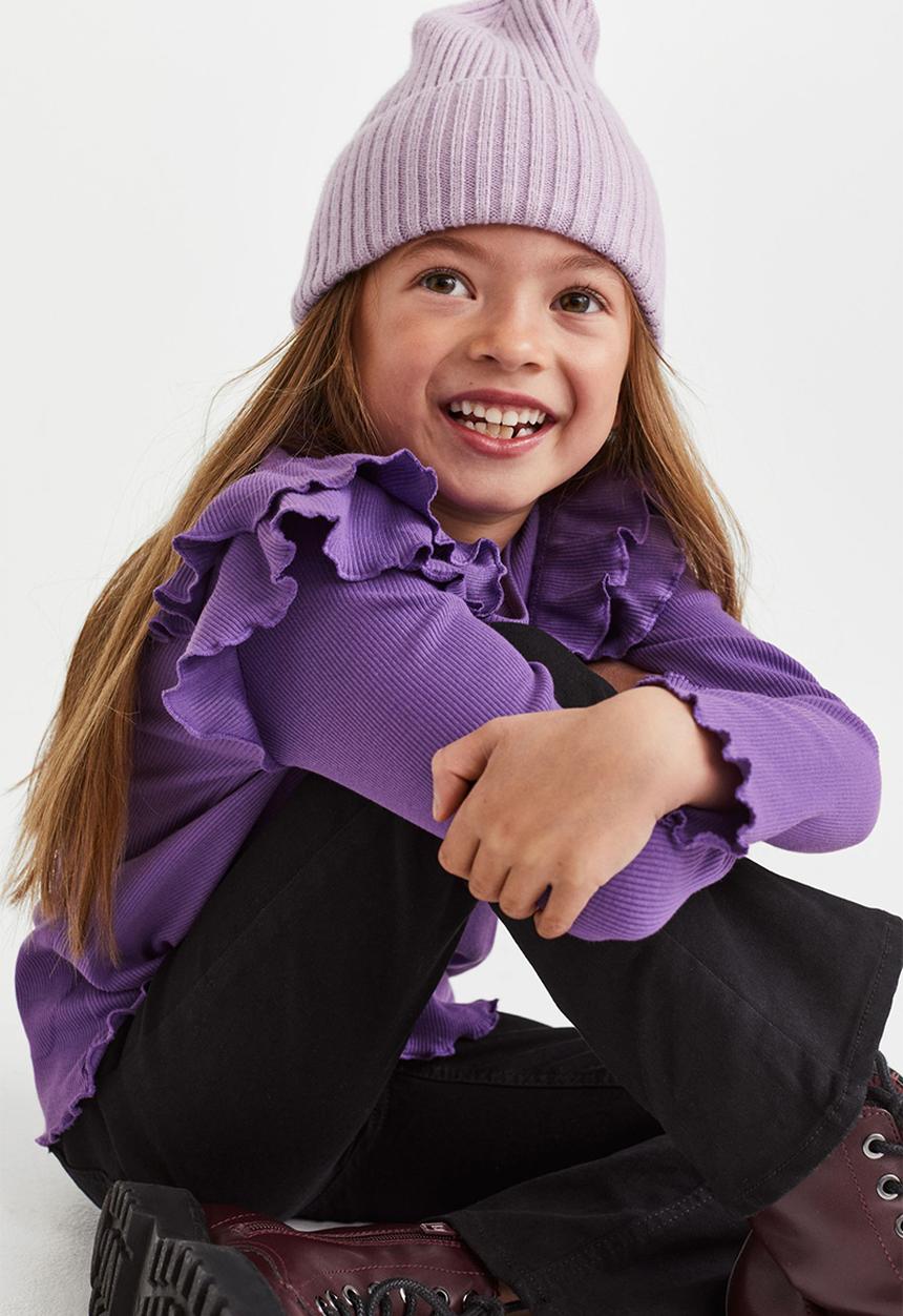 H&M - Long-sleeved ribbed top - purple