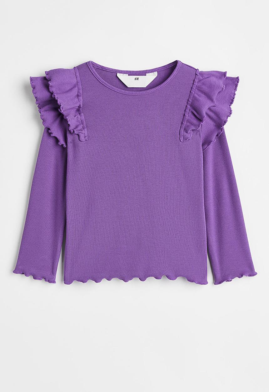 H&M - Long-sleeved ribbed top - purple