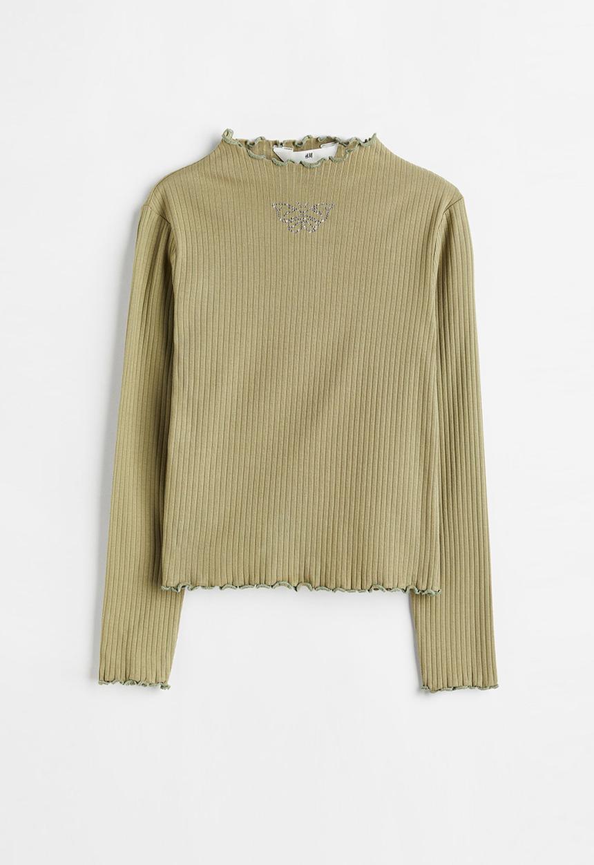 H&M - Long-sleeved top - pistachio green/butterfly