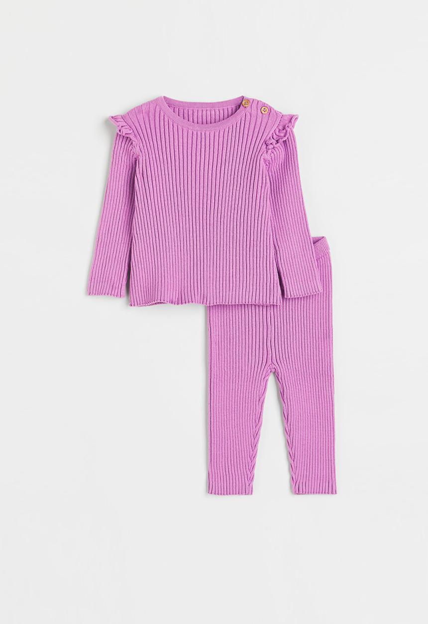 H&M - 2 Piece rib-knit cotton set - purple