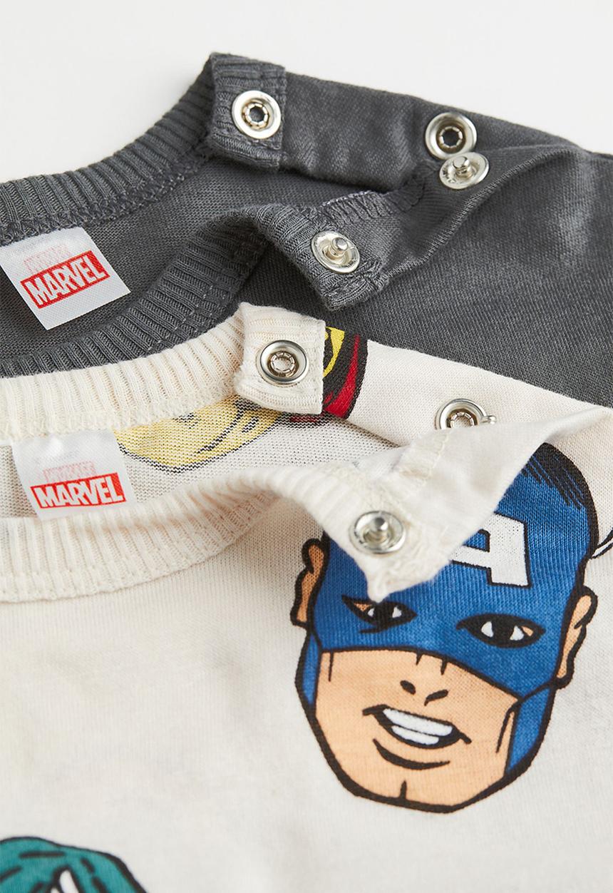 H&M - 2 Pack printed jersey tops - cream/marvel comics