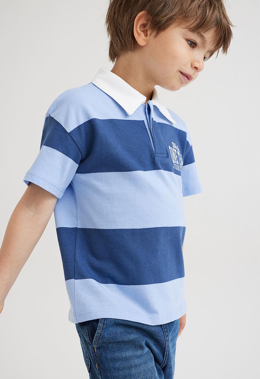 H&M - Oversized cotton rugby shirt - blue/we are one team