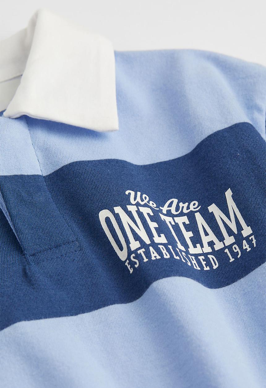 H&M - Oversized cotton rugby shirt - blue/we are one team