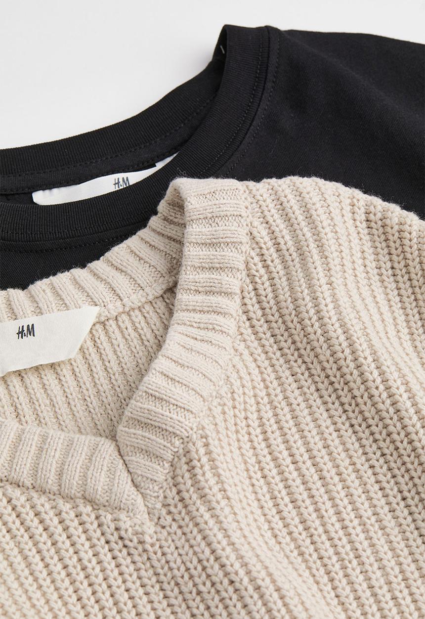 H&M - 2 Piece set - light beige & black