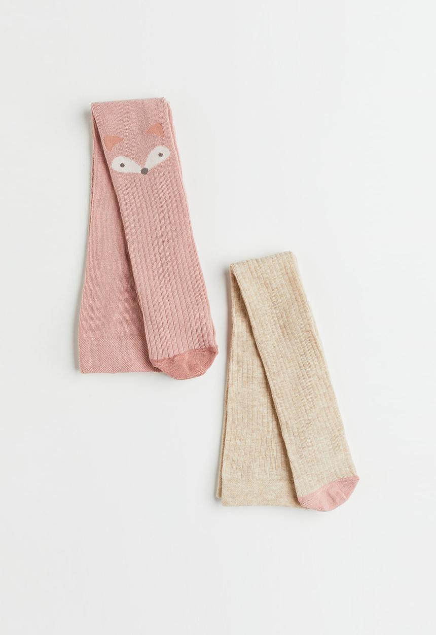 H&M - 2 Pack tights - pink & beige marl