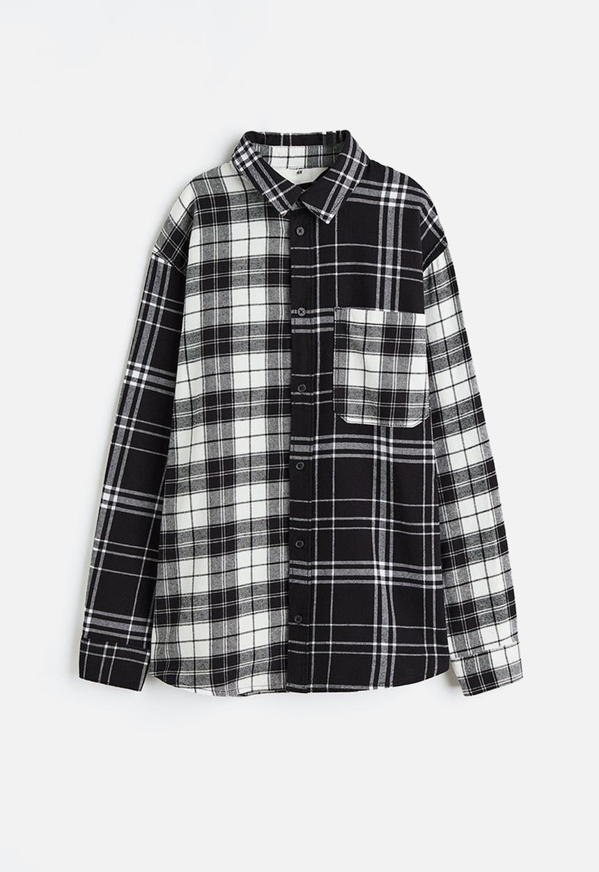 H&M - Cotton flannel shirt - black/checked