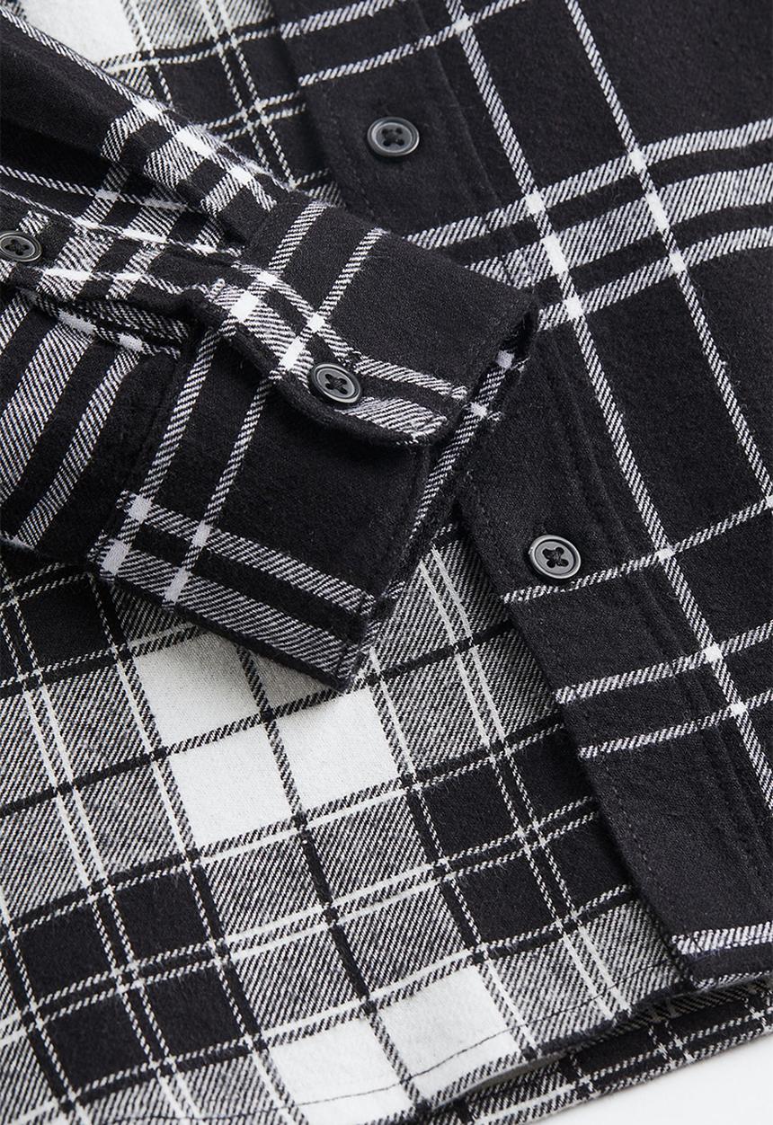 H&M - Cotton flannel shirt - black/checked