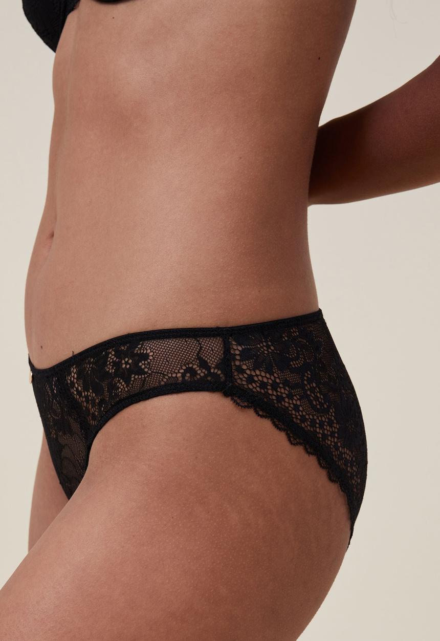 Cotton On - Cassie lace bikini brief - black