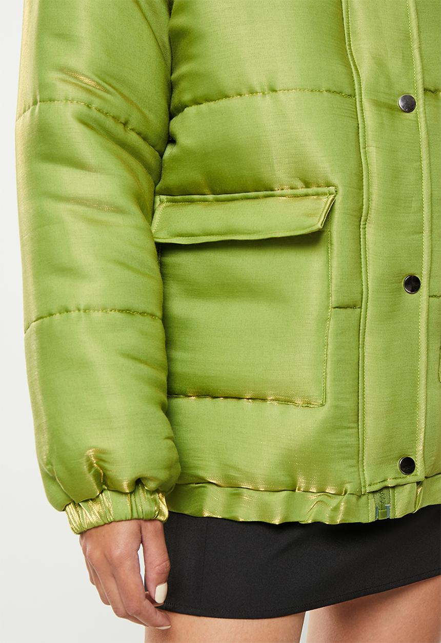 Daisy Street - Shimmer puffer coat - green