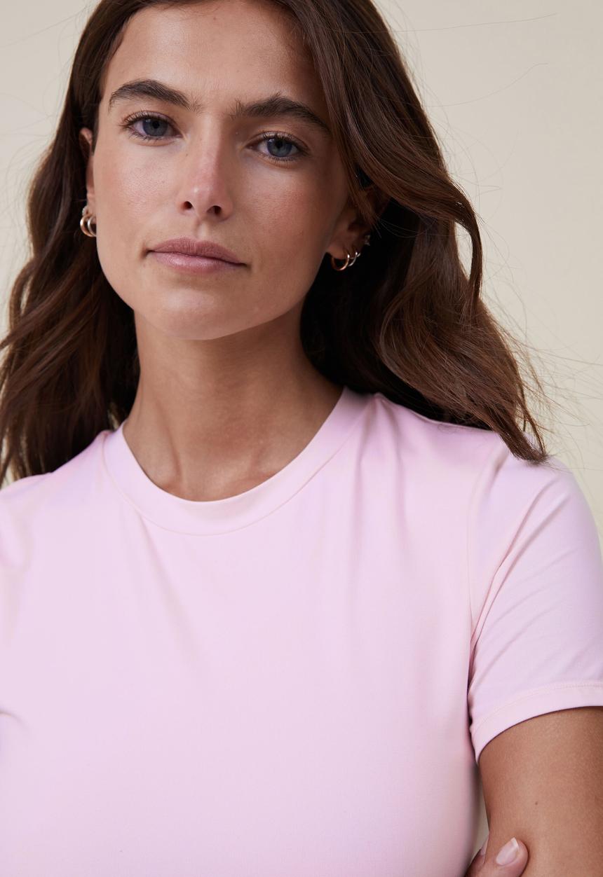 Cotton On - Soft lounge short sleeve bodysuit - tender touch pink