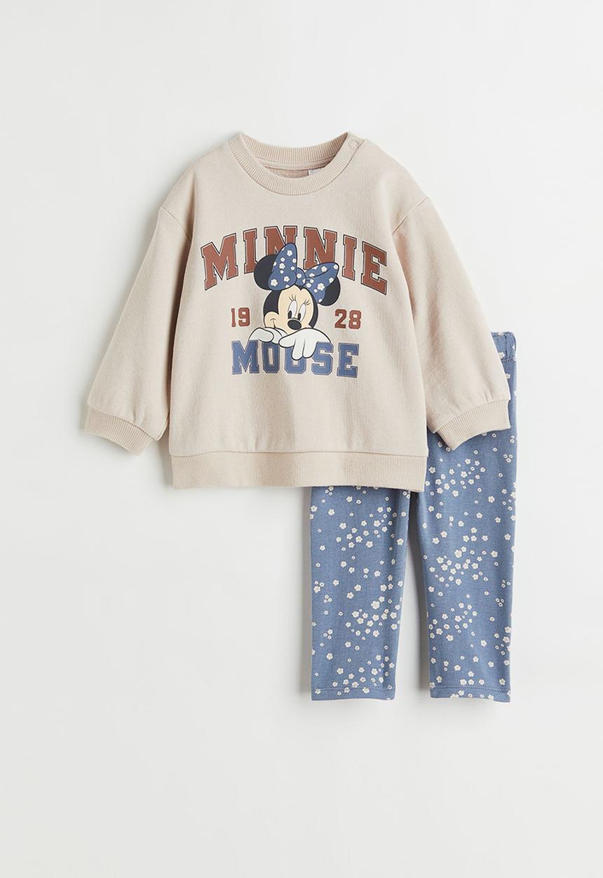 H&M - 2 Piece printed cotton set - beige/minnie mouse