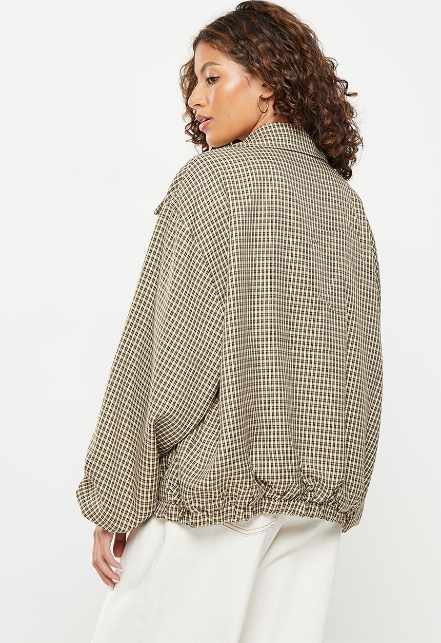 Daisy Street - Collared check button up jacket - brown & black