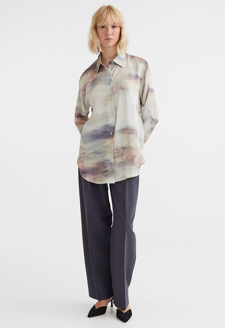 H&M - Shirt with a sheen - natural white/patterned