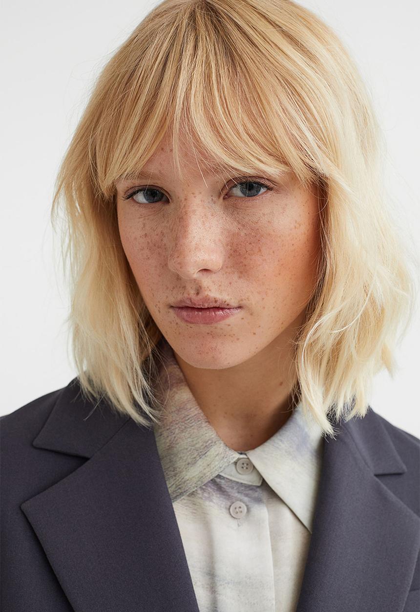 H&M - Shirt with a sheen - natural white/patterned