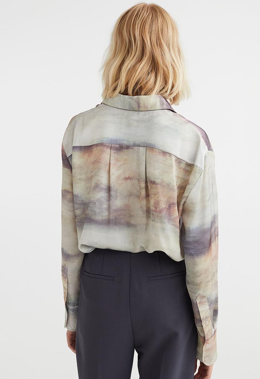 H&M - Shirt with a sheen - natural white/patterned