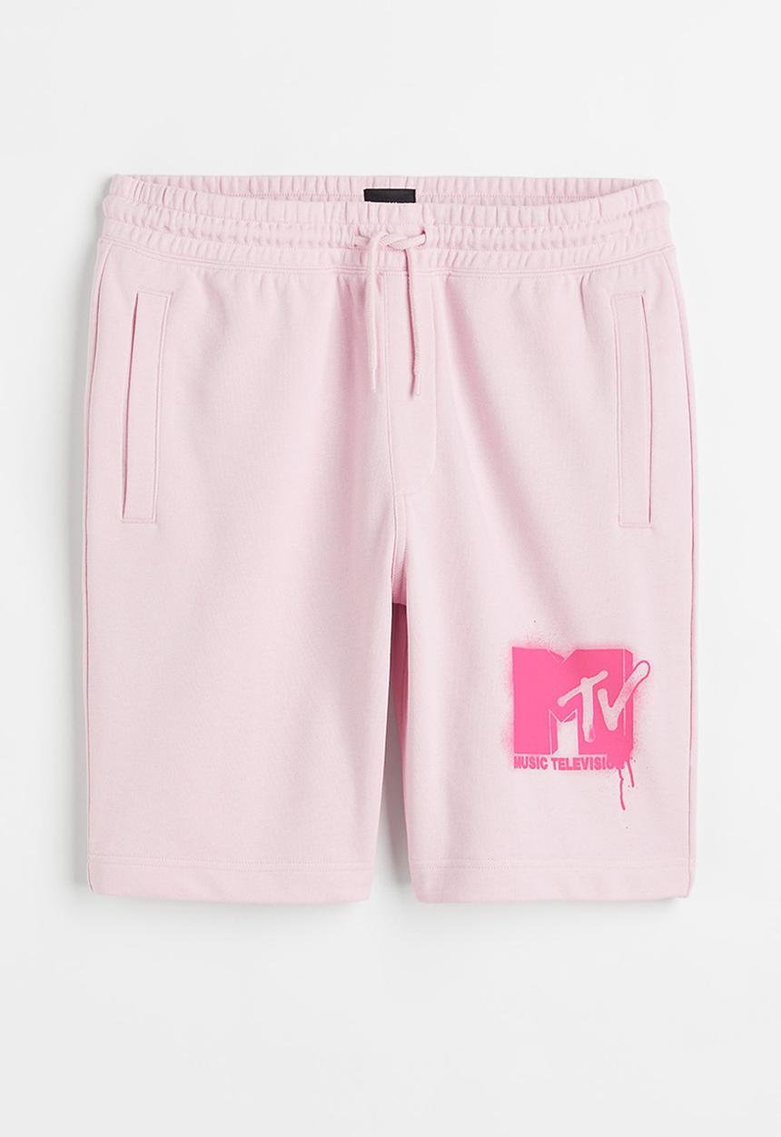 H&M - Regular fit printed sweatshorts - light pink/mtv