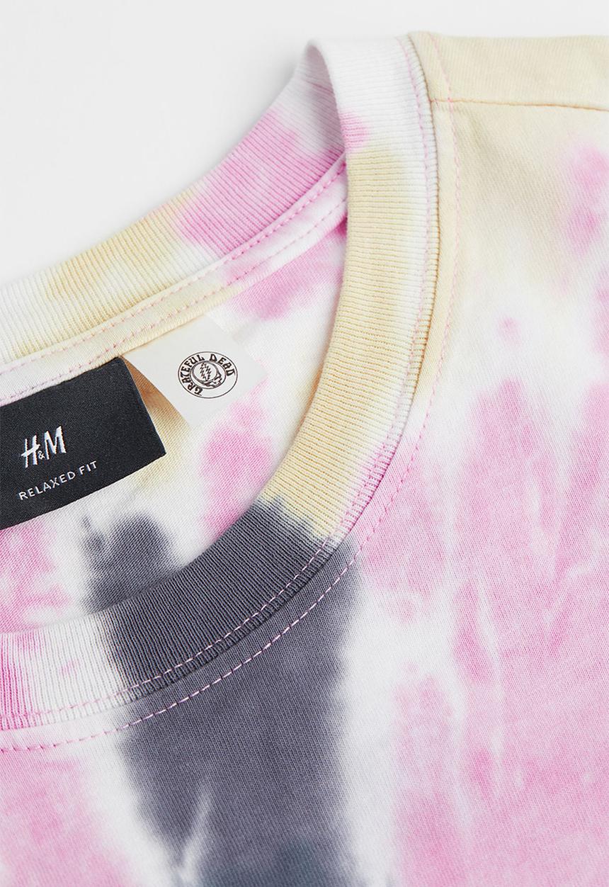 H&M - Relaxed fit printed T-shirt - pink/grateful dead
