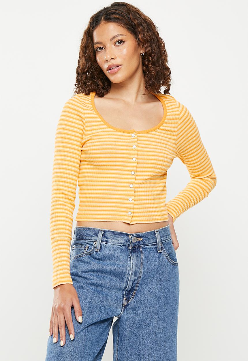 Levi’s® - Long sleeve britt snap front top - bikini stripe golden cream